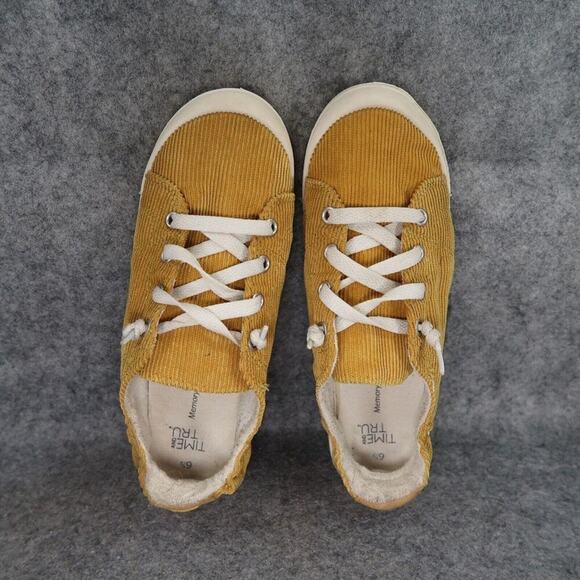 Time and Tru Shoes Women 6.5 Sneaker Casual Fashion Slip On Corduroy Yellow Flat - Picture 6 of 13